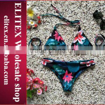 Wholesale Blue Seamless Flower Print Sexy Woman Beach Wear 2017