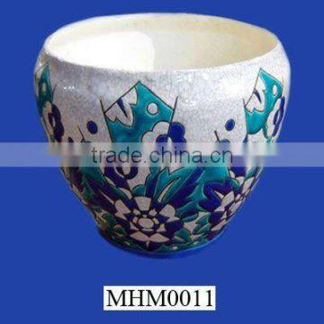 Geometric Enameled Ceramic Vase