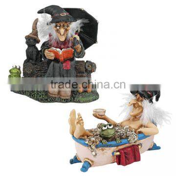 Personalized Handmade Painted Decorative Resin Halloween Witch Dolls