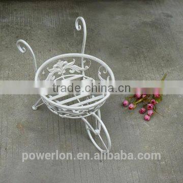 POWERLON New Design Vintage Bicycle Plant Stand Wrought Iron Outdoor Furniture photo-3