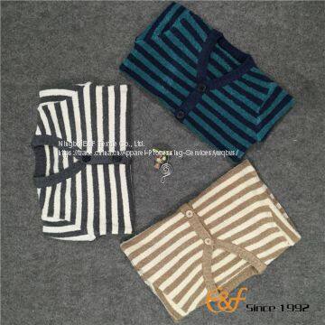 Two-color Strip Long Sleeves Cardigan Sweater for Children photo-3