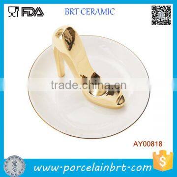 Nice Gold Shoe Ceramic Jewelry Dish