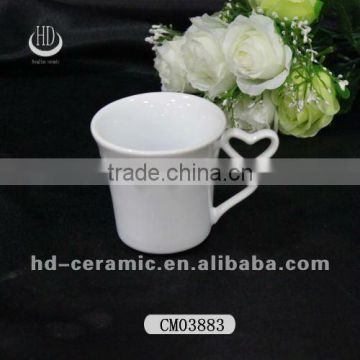 ceramic 6oz coffee mug with heart shape handle