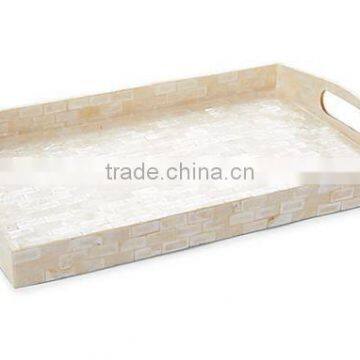 High end quality best selling special newest designed natural MOP inlay rectangular serving Tray from Vietnam