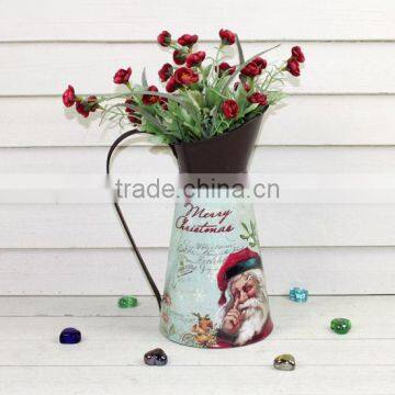 2015 new design christmas decoration paper decal metal watering can wholesale