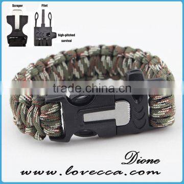 2016 custom with flint fire starter survival paracord bracelet with logo