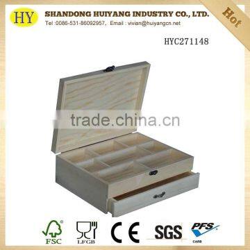 wooden compartment box with drawer for jewelry storage box