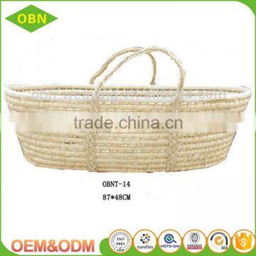 Wholesale China 100% Handmade Eco-friendly Maize Baby Mose Basket With Handles photo-2