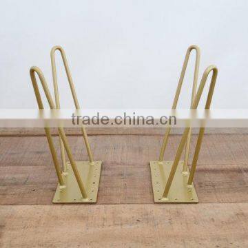 Metal Furniture Parts Solid Steel 16 Inch Twin Hairpin Leg Bench Bases photo-3