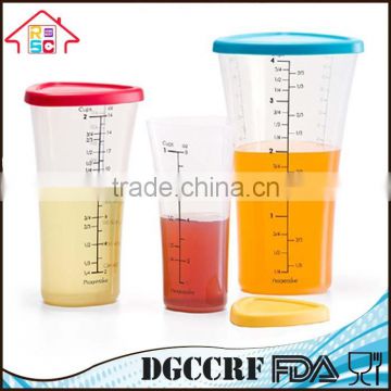 Food Grade Plastic 3 Set of Measuring Cup With Lid