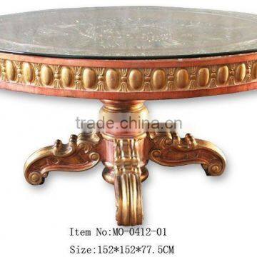 MO-0412-01 Antique dining table with glass top