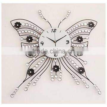 wall digital metal clock decoration butterfly