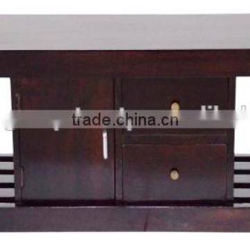 Western Look Wooden TV Table With Utility Drawers