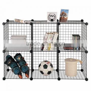 Metal wire mesh clothes storage basket rack