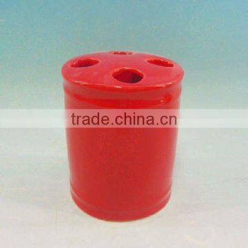 Good quality red ceramic toothbrush holder