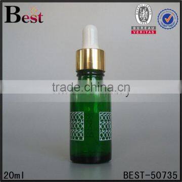 Essencial Oil Glass Bottel 20ml Oil Glass Bottle Green Round Shape Beard Oil Glass Bottle With Black Plastic Dropper photo-6