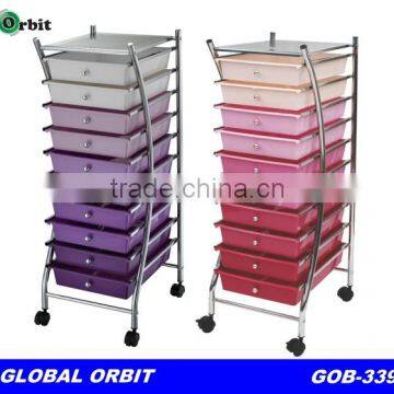 Colorful Storage Drawer Cart With Wheels, 3 Tier Storage Plastic Box Trolley photo-5