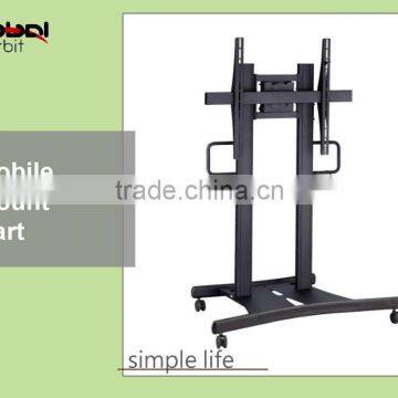 Rotate 90 degree TV mount bracket, mobile mega mount trolley for display