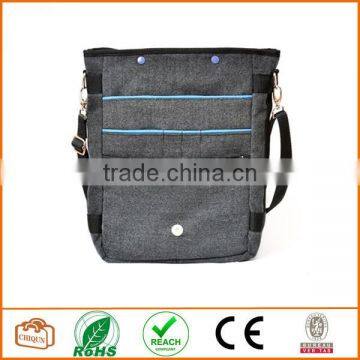 Unisex Messenger Bag and Backpack. Wool-Polyester Mix With Green Details and Lining. Multiple Pockets photo-2