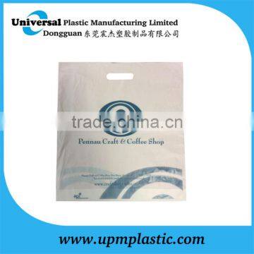 High quality flexo printing white die cut handle plastic bag for shopping