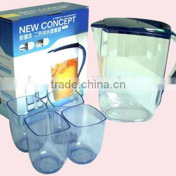 2000ml Clear Fashionable Plastic Cold Water Jug Set With 4 Cups photo-4