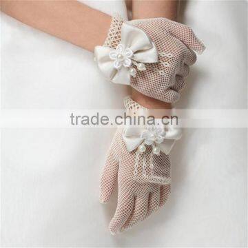 Royal Style luury flower girls party gloves waist flowers bow decoration childrens little girl princess manner vintage gloves