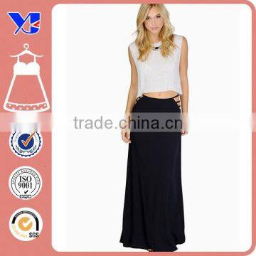 black latest waist cut out floor length a line skirts