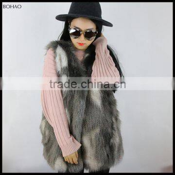 Artificial Fur Gilet Open Front Womens Light Brown Faux Fur Vest photo-2