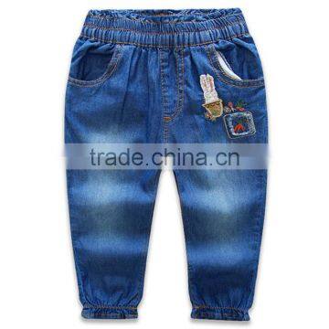 2016 New Design Soft Hand Feeling Applique of Animal Long Jeans for Baby Girl photo-3
