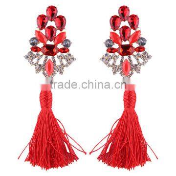 Bohemian Jewelry Rhinestone Gems With Alloy Plated Tassel Dangle Earrings photo-4