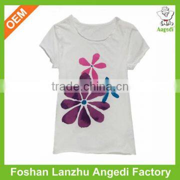 Hot fashion kids clothing extended length girl t shirt summer range Flower-Print
