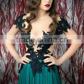 High Quality Chiffon Flower High Neck Popular Arab Style Dress photo-3