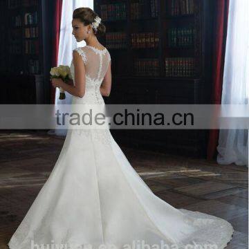White Round Neck Sleeveless Embroidery Designs for Wedding Dress photo-2