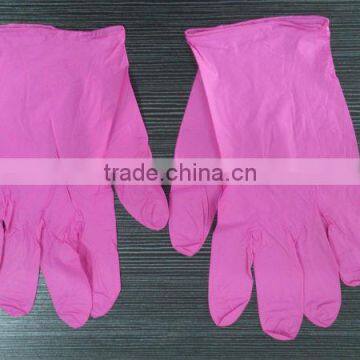 Dispoable pink nitrile gloves