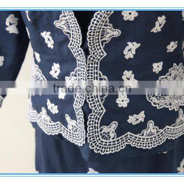 New Design 100% Ramie/linen Embroidery Classic Women Suits With Back Zipper photo-2