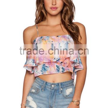 Colorful printing sexy tank top ladies printing custom crop top