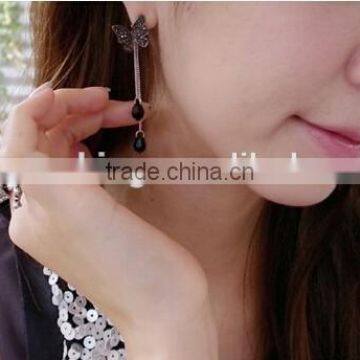 South Korean Butterfly Design Earrings for Girls,long Tassels Crystal Stud Earring photo-5