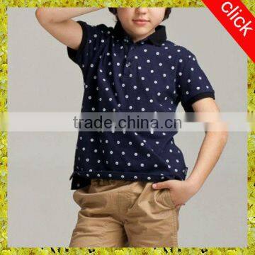 Wholesale children clothing short sleeve dry fit two color polo shirt, printed plus point shirt designd for boys