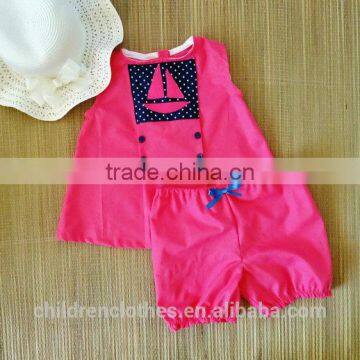 Children frock Designs Wholesale Newborn Baby Girl Clothes Outfit Solid Color Sleeveless Top And Pants