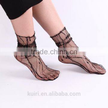 WS-34 Sexy Women Ultrathin Sheer Embroider Rose Flowers Fishnet Socks Mesh Summer Hosiery Sock photo-5