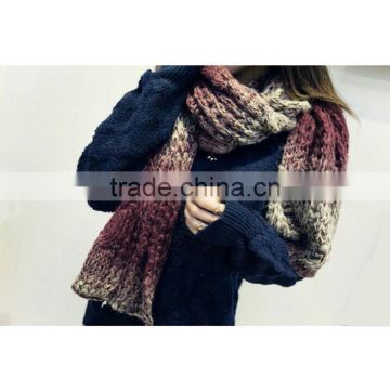 Winter super thick and women fashion 180*40cm color gradual change design women knitting latest scarf