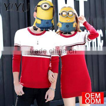 Fashion Geometric Knit Pullvoer Custom Crewneck Color Block Couple Sweater photo-6