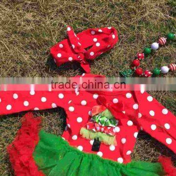 Baby Clothes Christmas Christmas Tree Green Red Tutu Romper White Dot Christmas Romper Kid Romper With Neckalce and Headband photo-2