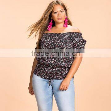 Allover 7xl Plus Size Fat Women's Clothing off Shoulder Floral Blouse photo-6