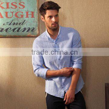 Wholesale cheap men shirt custom high quality Cotton and Hemp shirts with your own logo in guangzhou factory