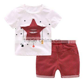 Wholesale Quality 100% Cotton Baby Boy Clothing Sets Tshirt and Shorts 2pcs Set photo-2