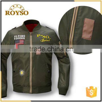 Plus Size Breathable Worsted Bomber Jacket With Embroidery Logo For Men