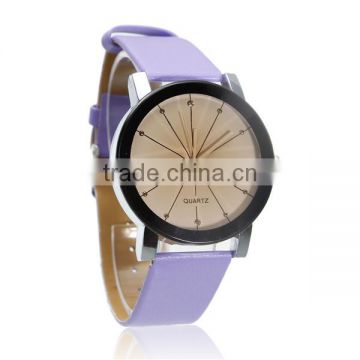 New Fashion Leatheroid Adjustable Wrist Watches Round Purple Battery Included 24.2cm long