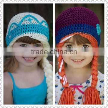 Newborn Baby Girls the Frozen Elsa Anna Hat w/ Hair Cap Braid Knitting