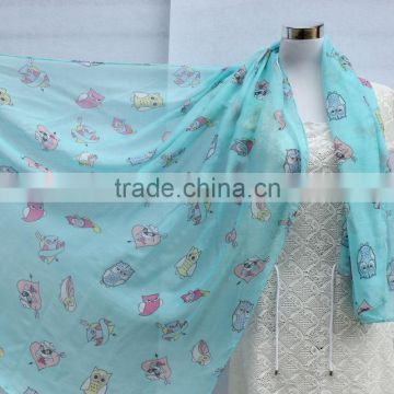 Fashion Summer Spring Polyester Print Owl Scarf A070323